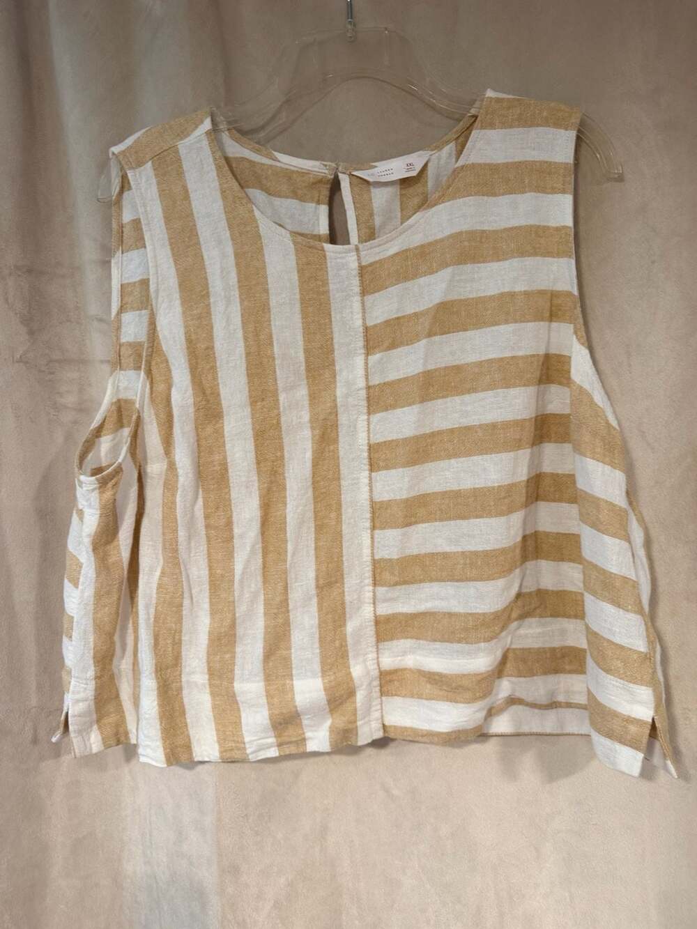 LC Lauren Conrad Striped Linen Blend Sleeveless Tank Top XXL